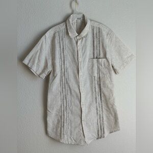 COOFANDY Men's Sz S Beige Linen Shirt & Shorts Set